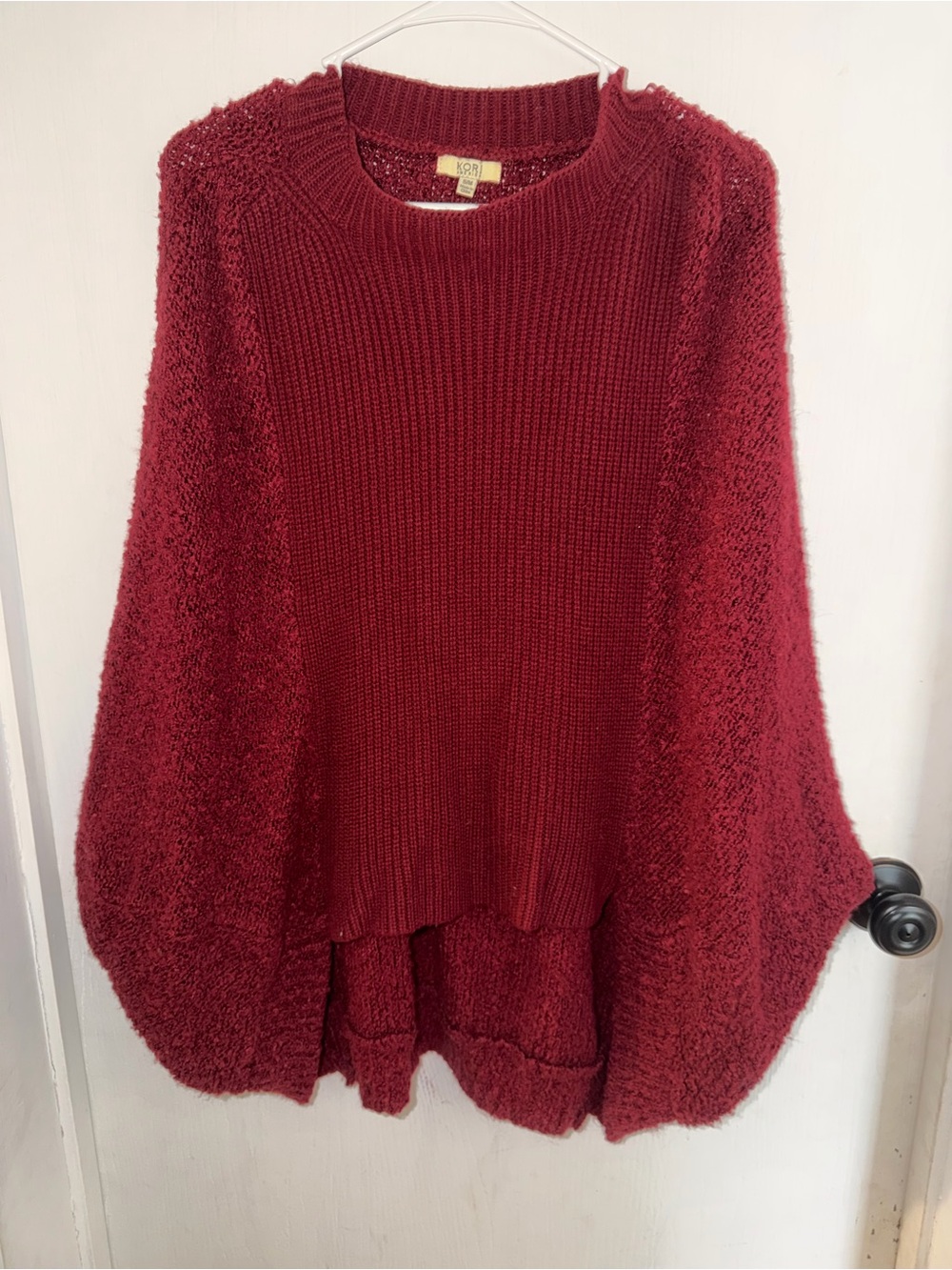Oversized Kori Deep Red Textured Crew Neck Sweater